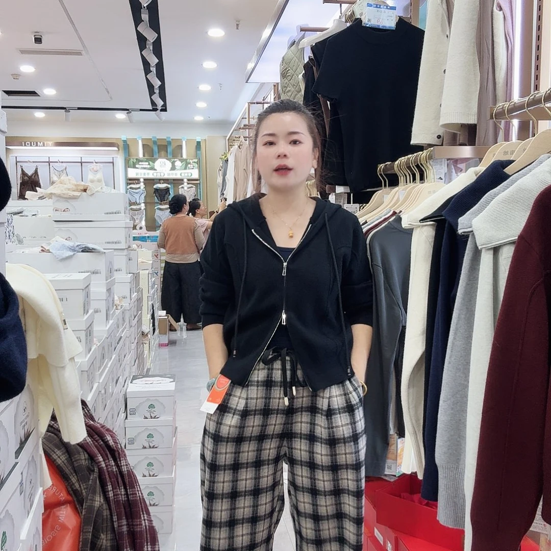 棉25085卡其格子裤XL