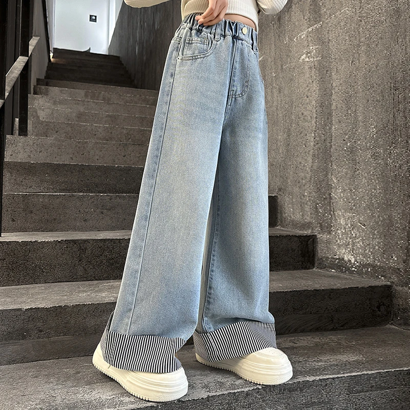 女童牛仔裤春秋装时髦大童女装直筒裤外穿春秋季儿童洋气百搭裤子