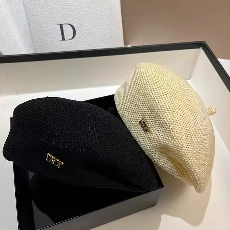 夏季定型气质贝雷帽时尚高级感百搭显脸小网格透气女士画家帽子潮