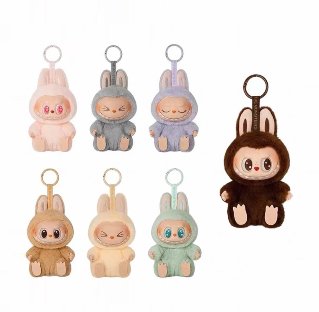 拉布布labubu搪胶脸娃娃2代毛绒挂件玩具手办盲盒