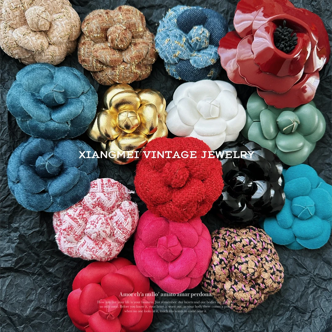 合金胸针 518610【如约而至】中古风多色山茶花系列胸针胸花