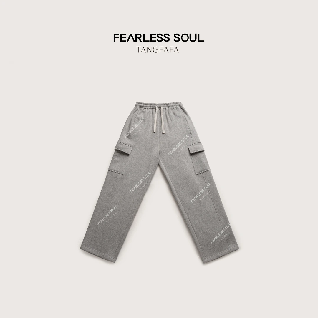 唐发发TFF运动风高腰抓绒感棉涤混纺大口袋休闲工装裤 825FP805 -