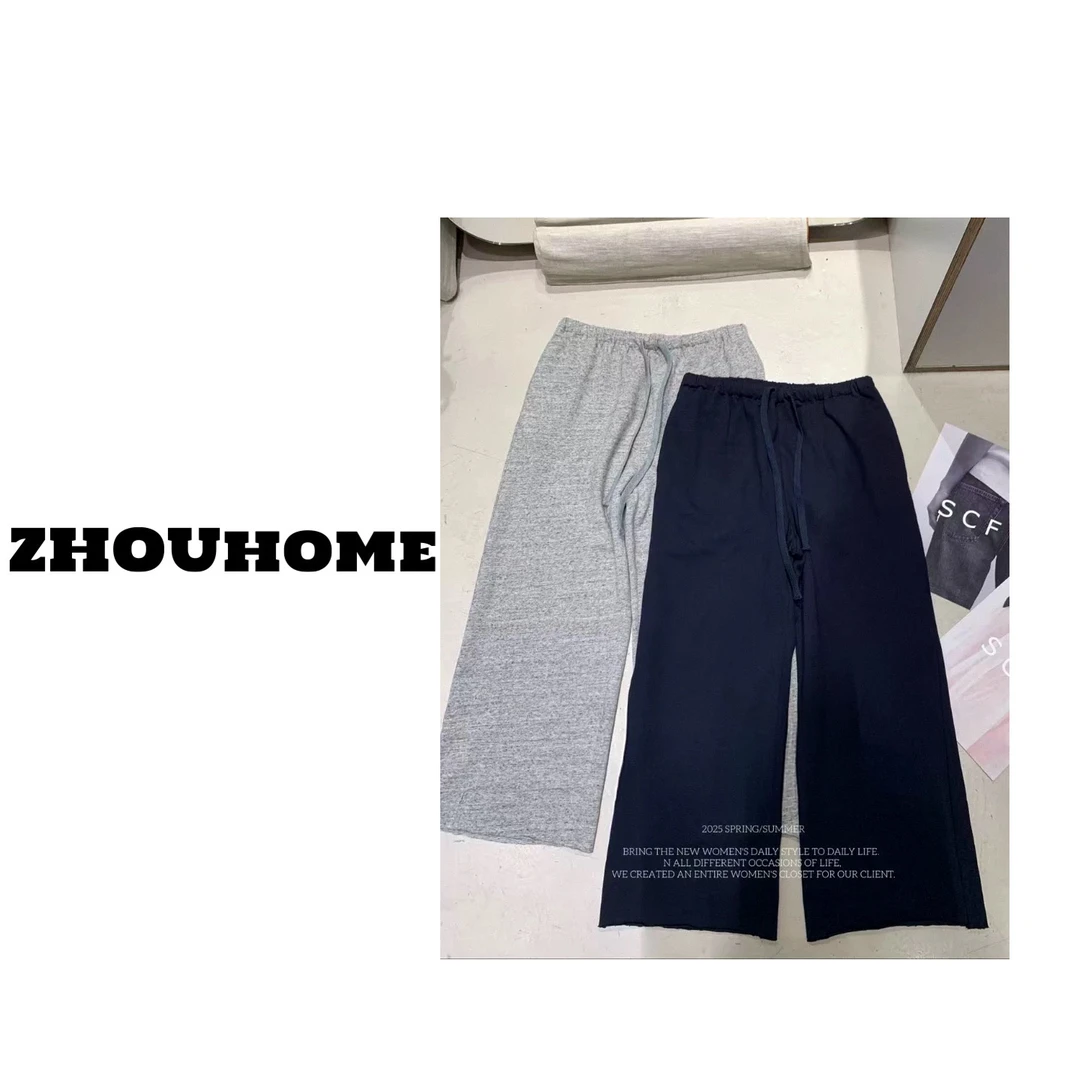 【周周服饰】深圳小众设计师款软糯松弛垂感阔腿九分奶奶裤女夏新款