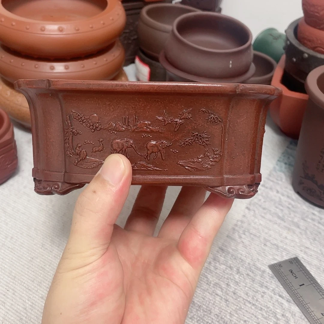 盆满花器铺精品紫砂马槽13×9×4
