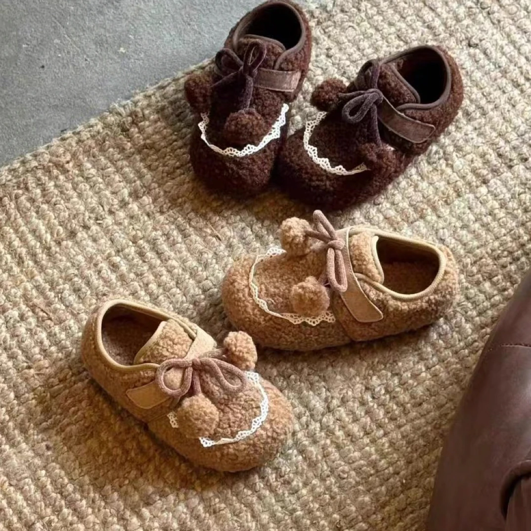 冬季新款加绒加厚棉鞋软底毛毛鞋女童公主鞋休闲百搭宝宝鞋