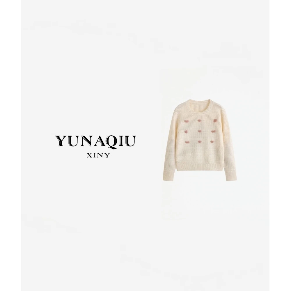 YUNAQIU 轻奢落肩袖包袖薄款开衫秋季毛衫针织-9684