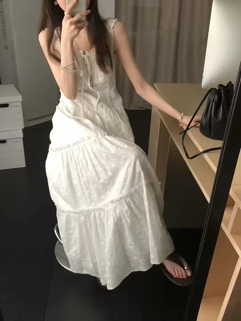 WHMT（8968#新）法式甜美木耳边气质连衣裙  （裙长120）