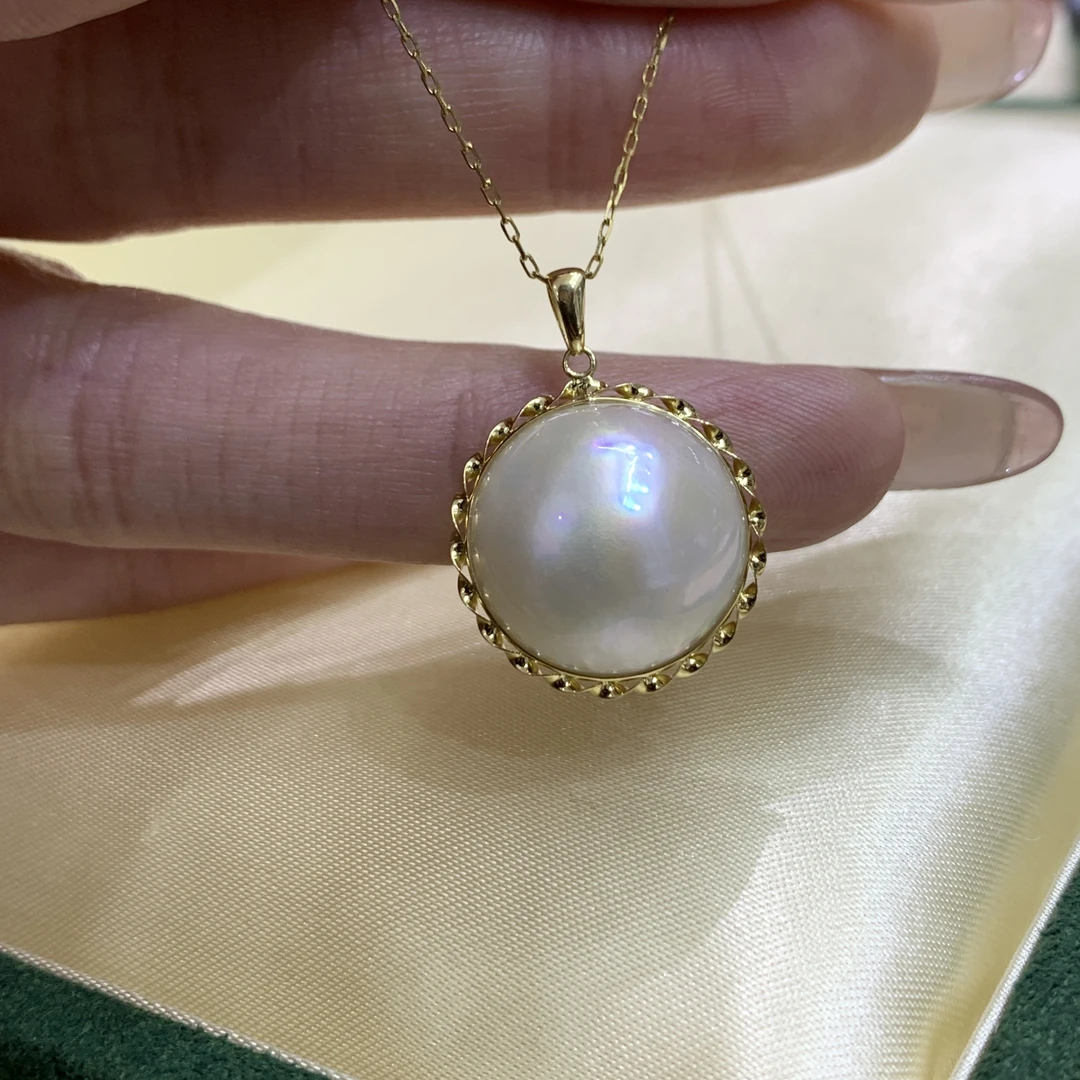 七分「麻花」17-18mm海水麻花马贝吊坠 时尚洋气太阳花设计（不带链）