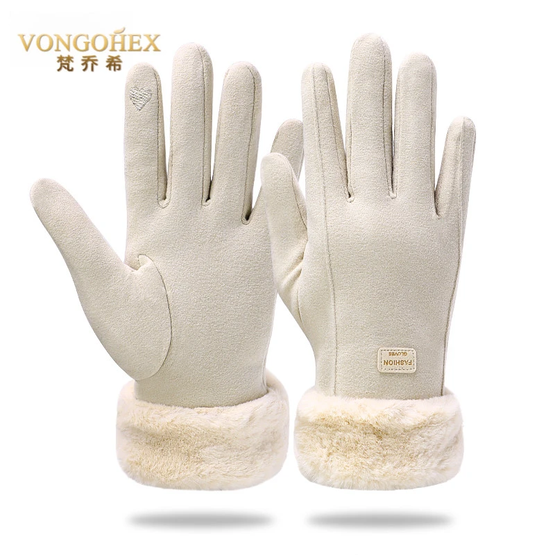 VONGOHEX暖呼呼手套女士冬季加绒保暖可触屏御寒电动车骑行手套