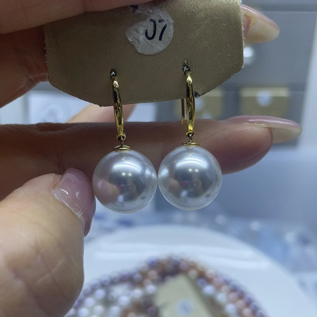 银S925镶嵌耳饰淡水珍珠