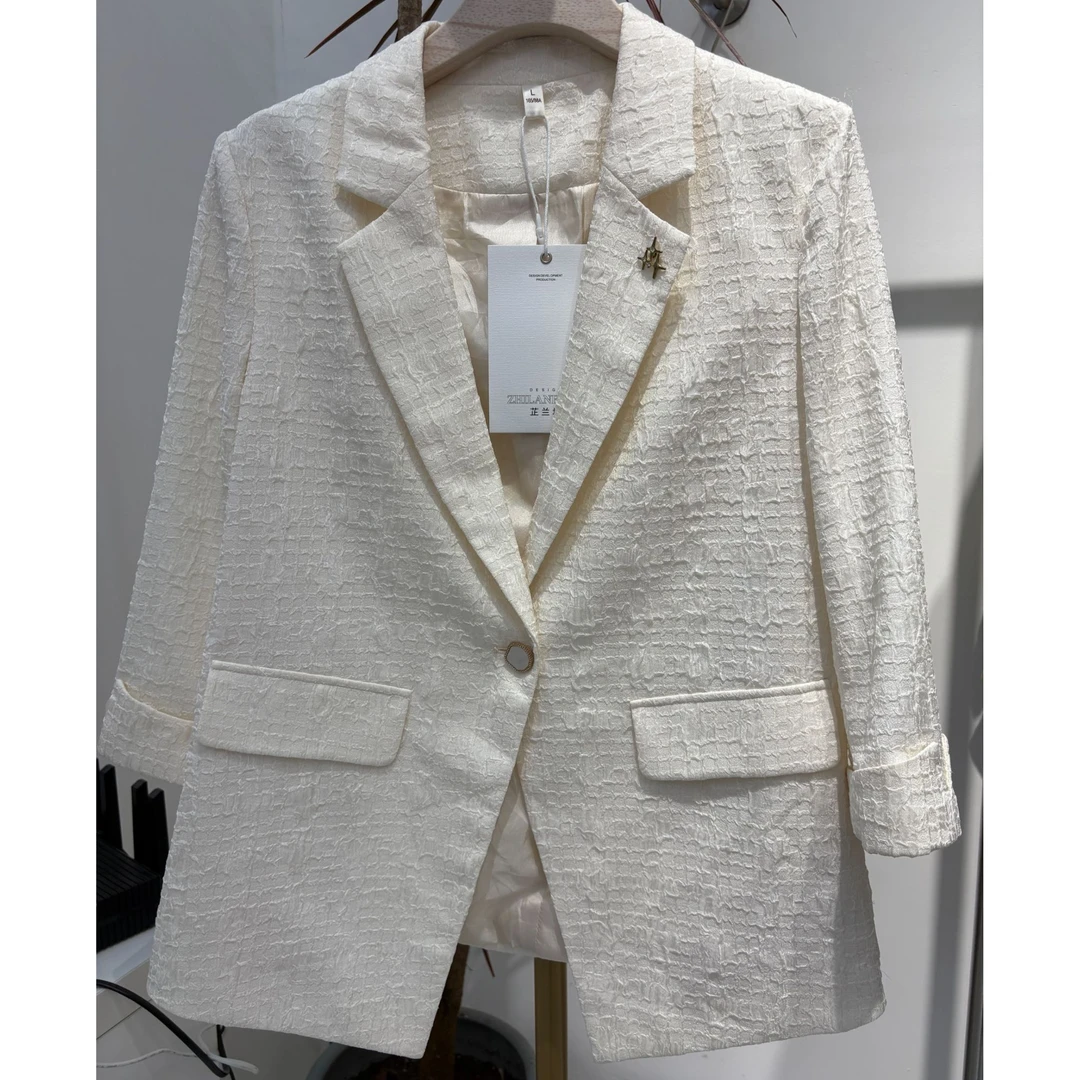 经典韩版一粒扣修身显瘦西装外套薄款七分袖百搭西服上衣