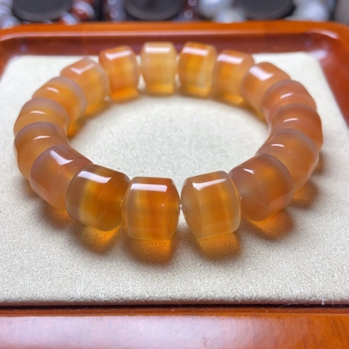 玛瑙/玉髓未镶嵌手串香槟糖心玛瑙