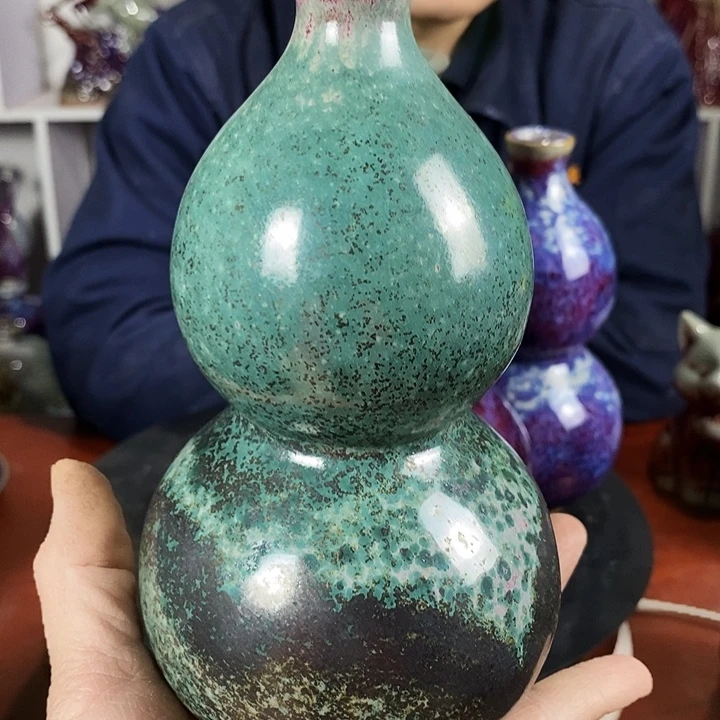 瓷片尚峰钧窑作品葫芦瓶