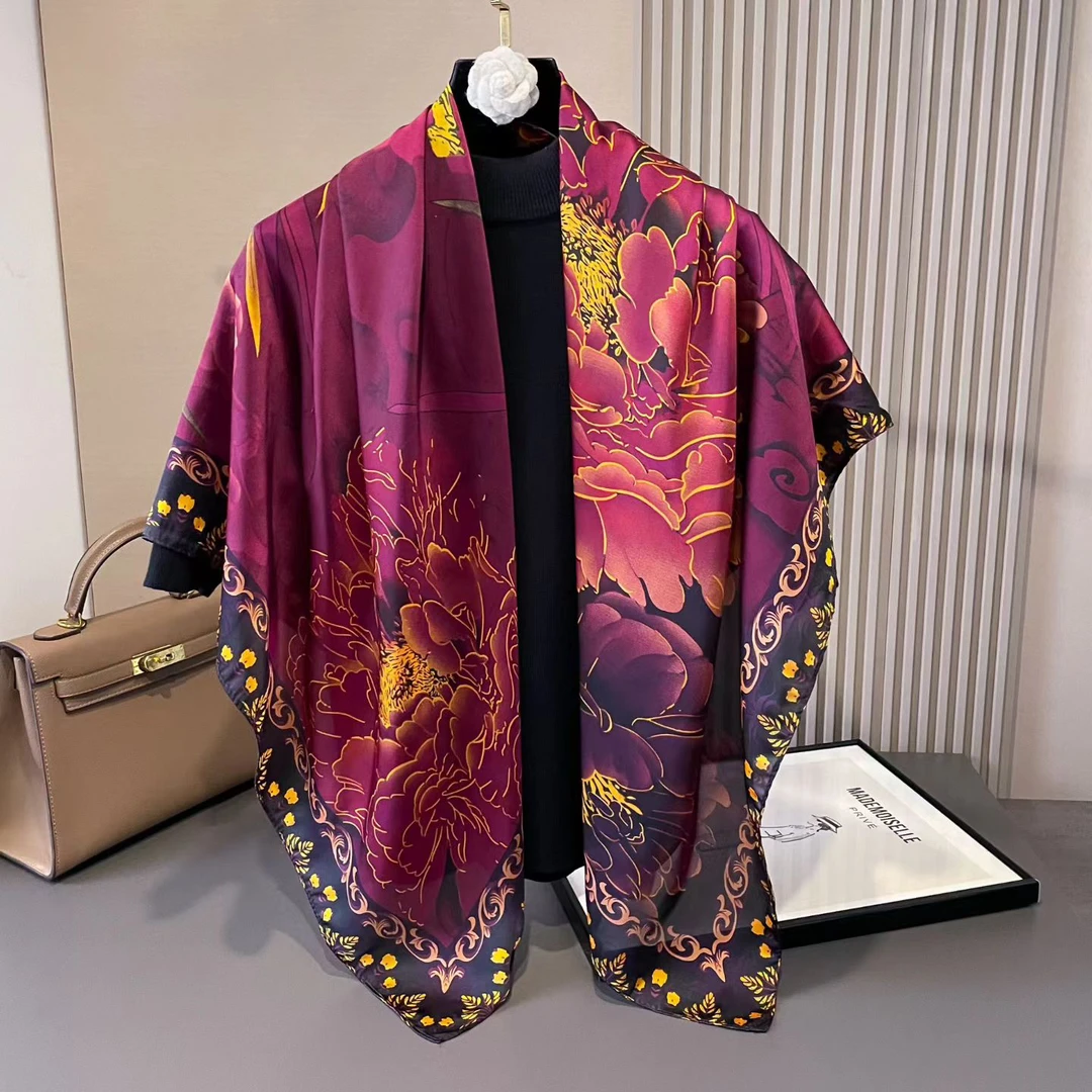 A93 紫牡丹  围巾 110*110左右