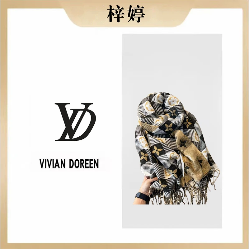 法式英伦格子四叶草围巾