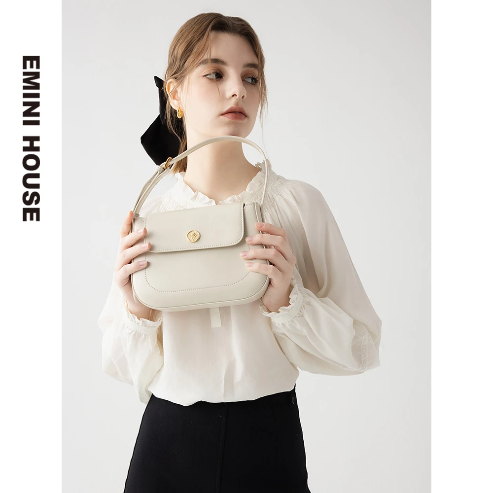 伊米妮夏季女包新款手搓纹牛皮马鞍包单肩包腋下包千金风包包