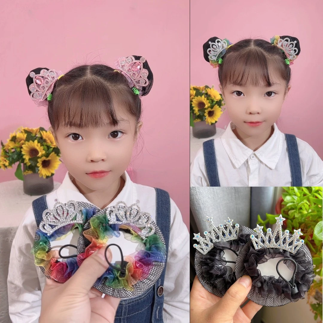 发网彩虹色甜美发网丸子头必备发网