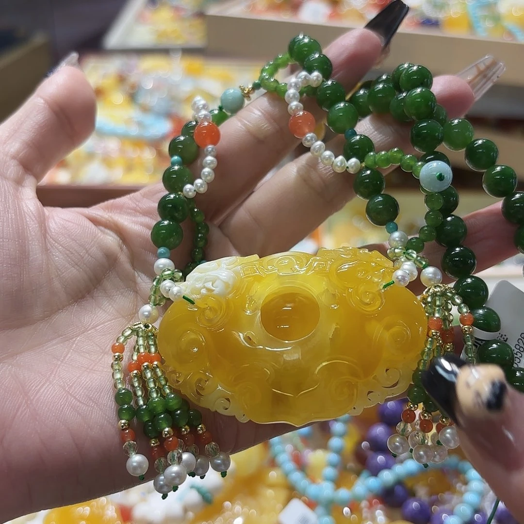 烟晶手链未镶嵌琥珀