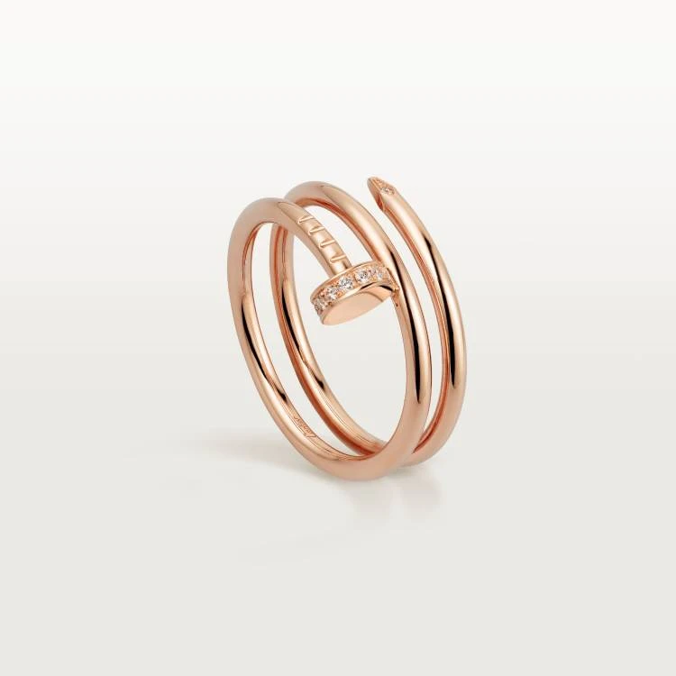 99新 Cartier/卡地亚 卡地亚18k玫瑰金首尾钻钉子戒指49码