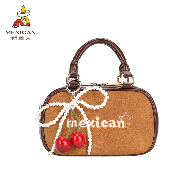 稻草人25阳光日落春季波士顿保龄球女士单肩斜挎包简约百搭气质