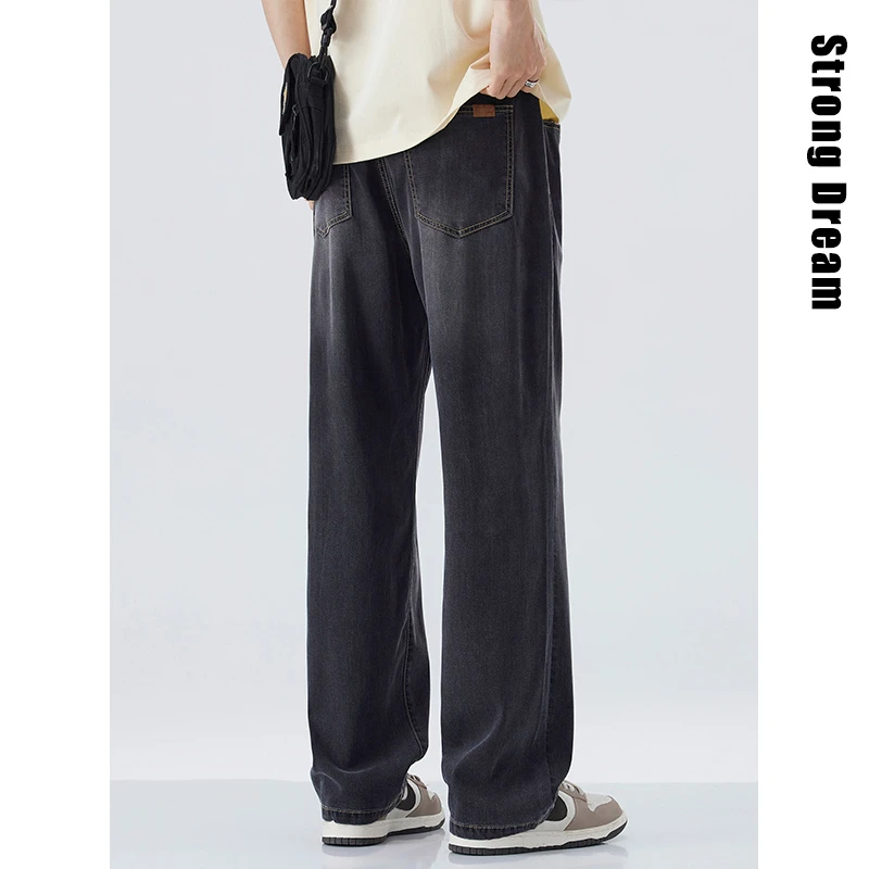 天丝牛仔裤男士2025夏季薄款宽松直筒美式复古阔腿男生休闲长裤子