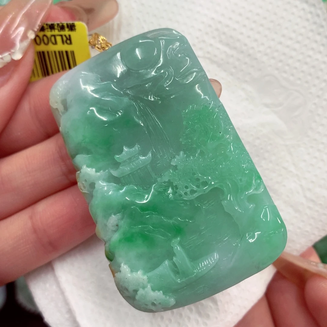 翡翠18K金镶嵌吊坠(不含链)