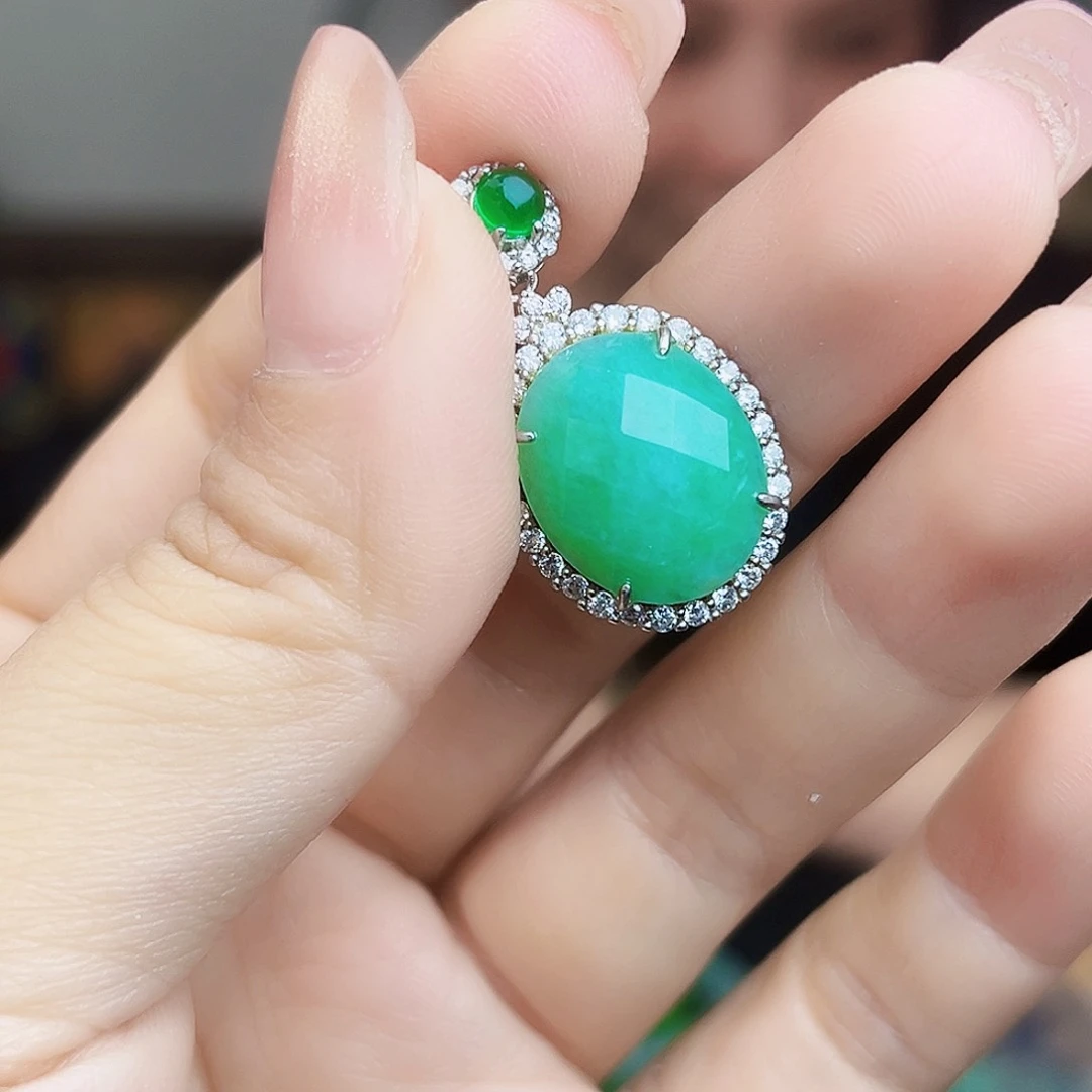 翡翠银S925镶嵌颈饰吊坠