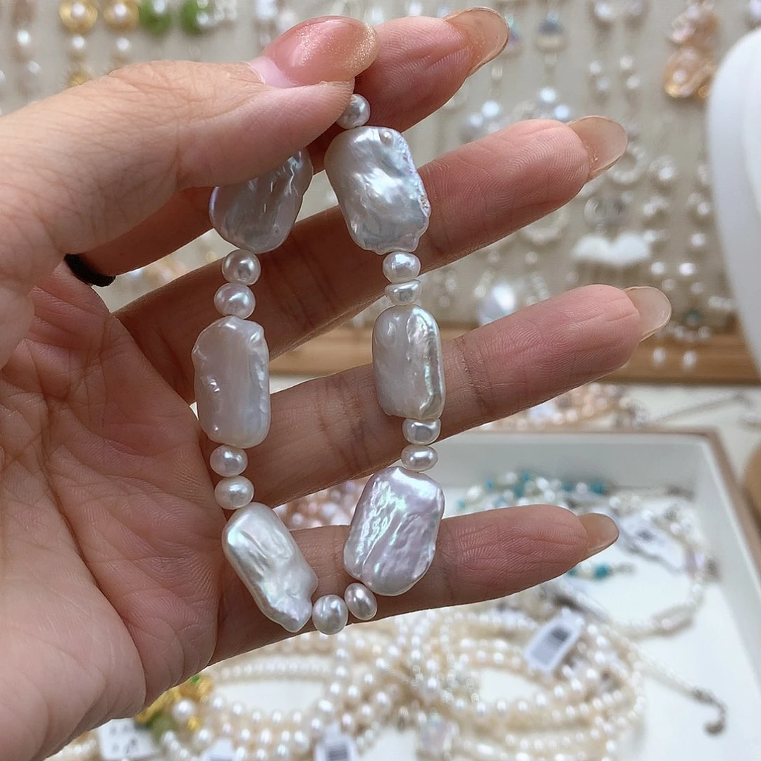 银S925镶嵌手绳淡水珍珠