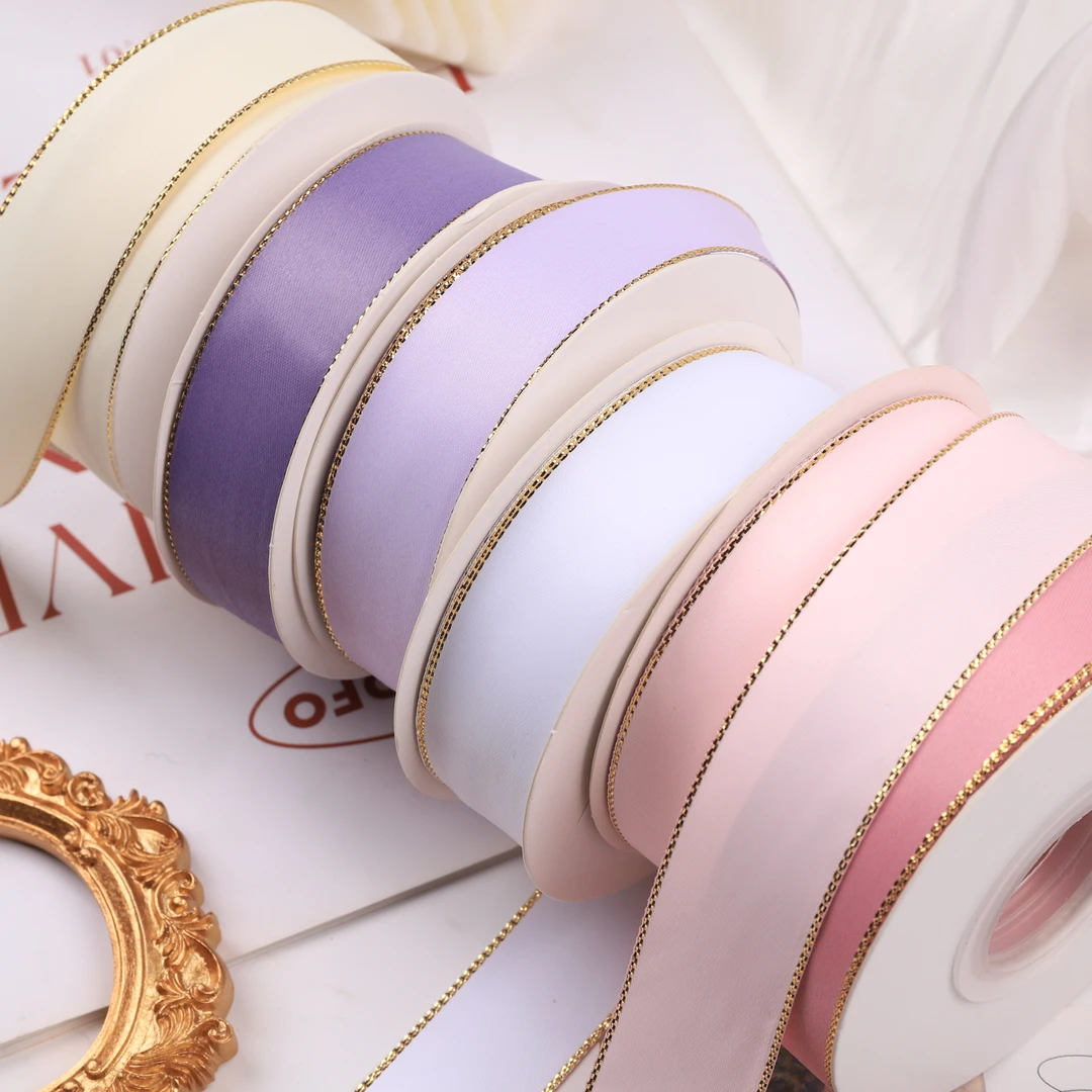 【V5佳佳】牛奶丝金边消光带系列蛋糕包装缎带礼物鲜花绸带手工材料