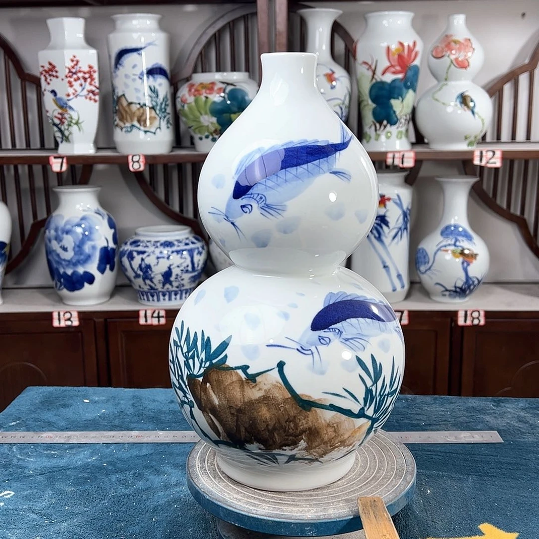 摆件景德镇陶瓷葫大鱼