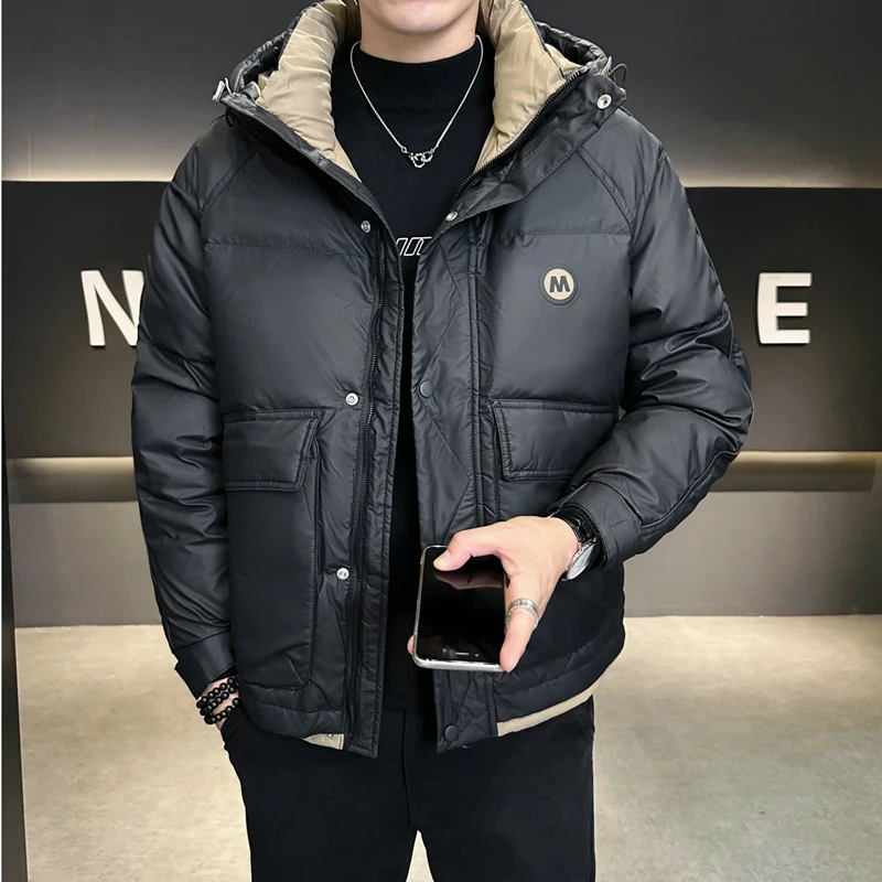 波司登极地极寒联名店主风字母印花连帽羽绒服男2025冬季男士潮牌