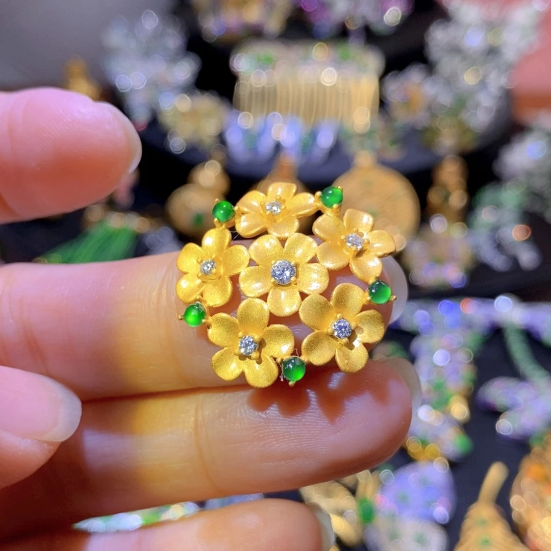 吊坠(不含链)银S925镶嵌翡翠