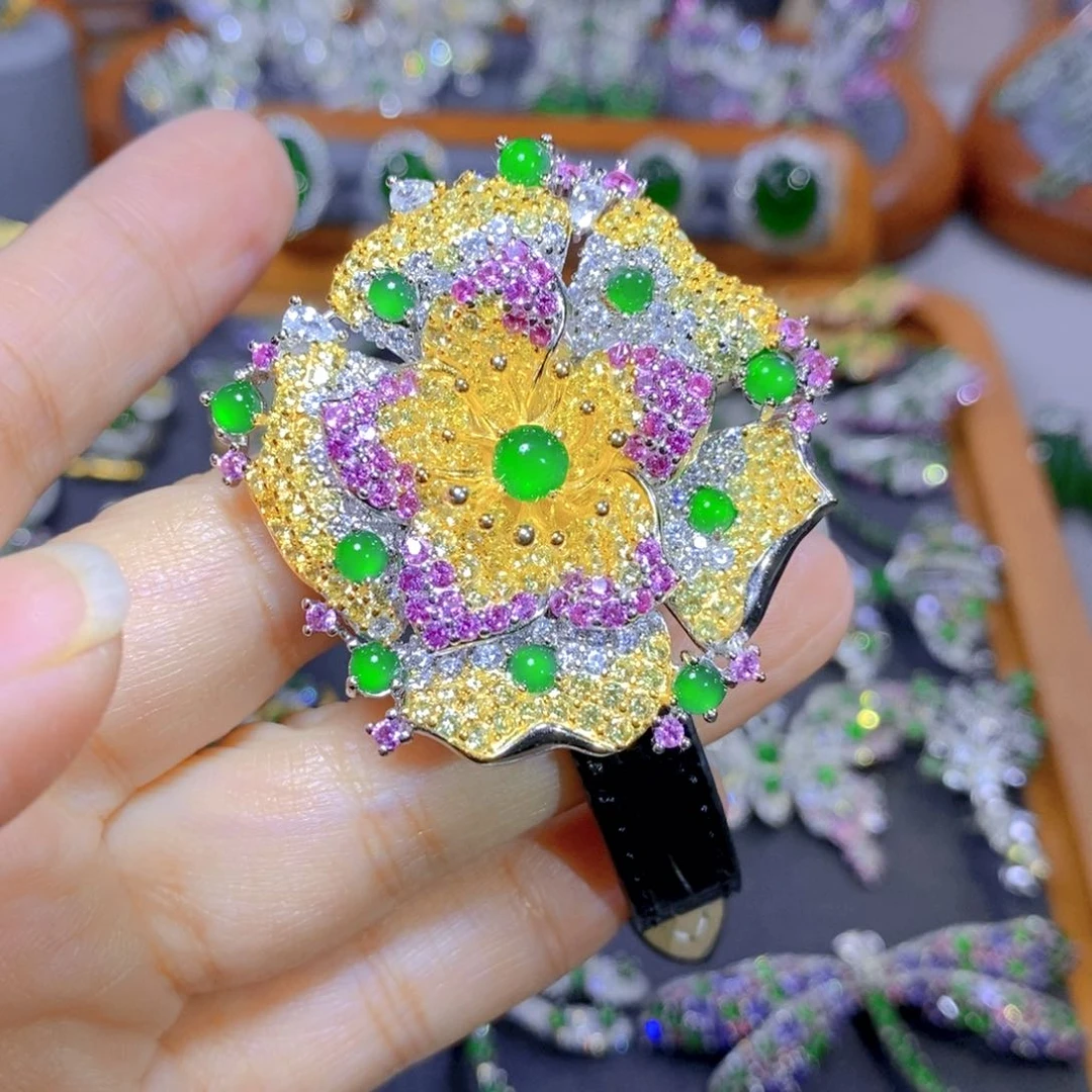 翡翠颈饰银S925镶嵌天然翡翠