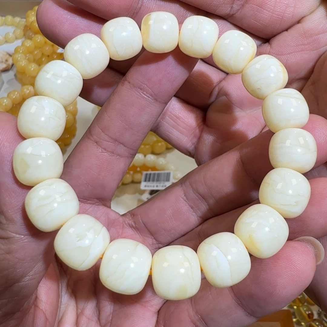 琥珀未镶嵌珠宝奇石12m焦皮同料老型微瑕手串