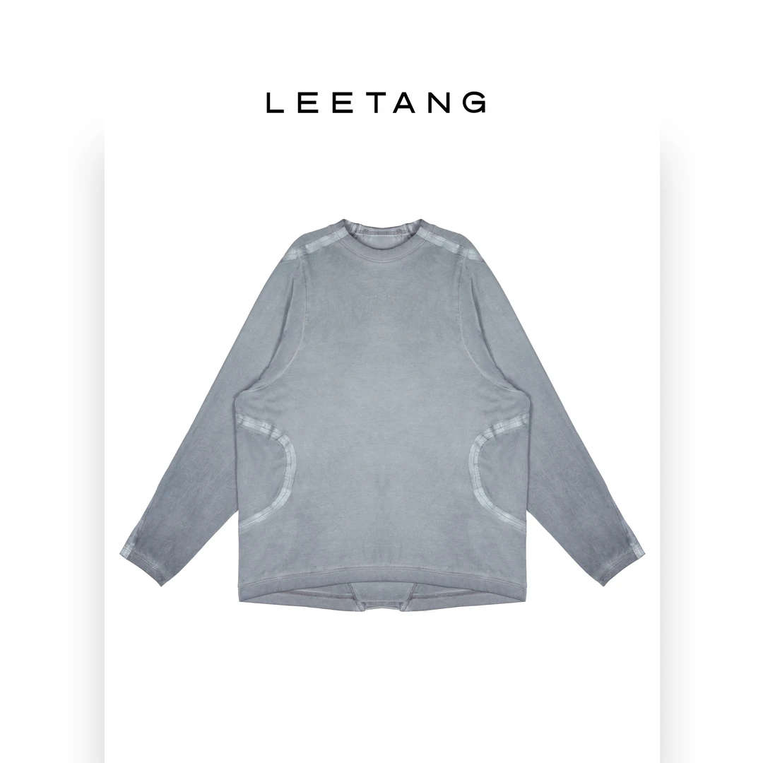 【LEETANG】休闲宽松拼接水洗长袖T恤LT-ZS310