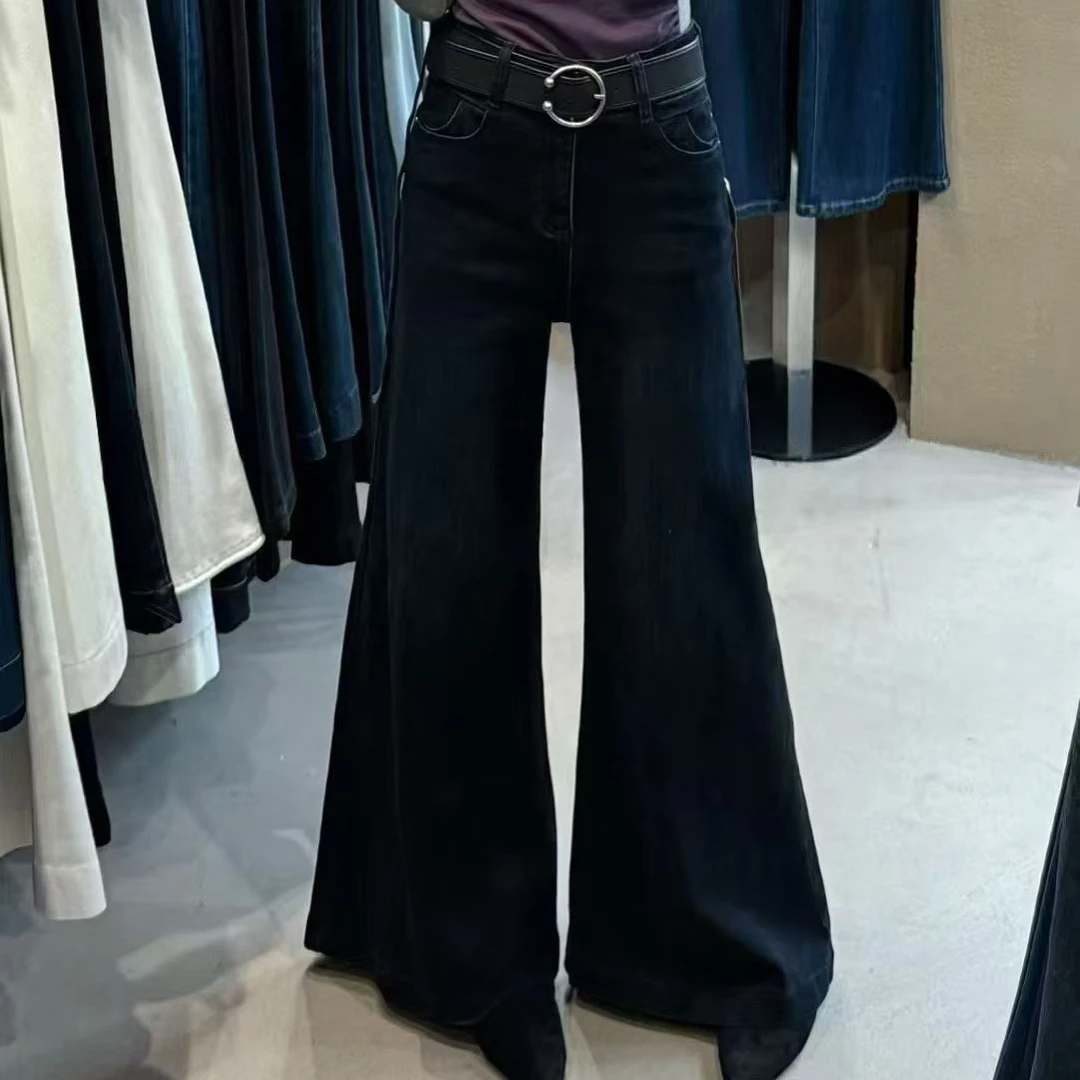 【海南肉丝】8738韩系复古弹力牛仔筒喇裤