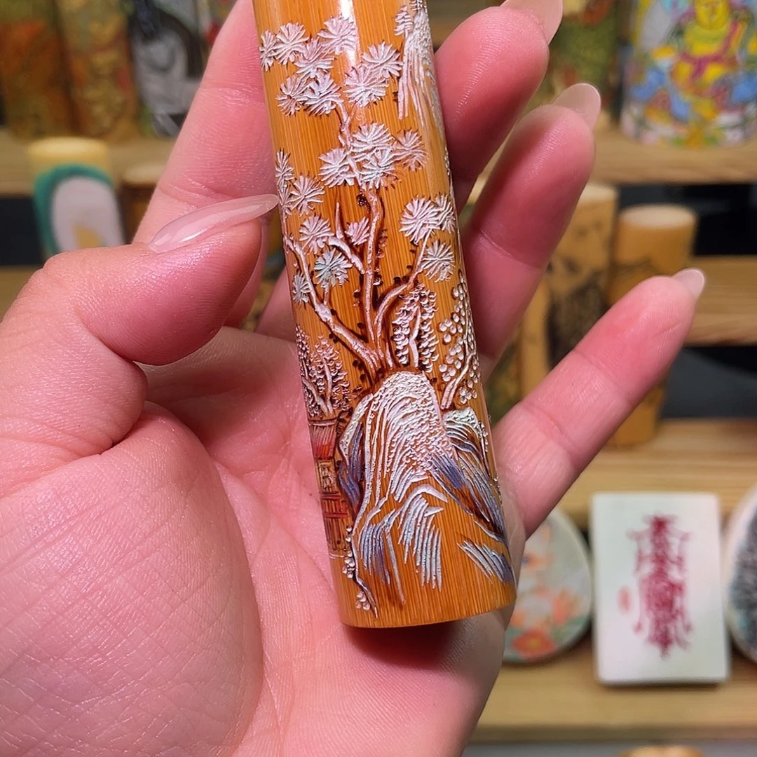 N***卷实心竹手工作品雪景