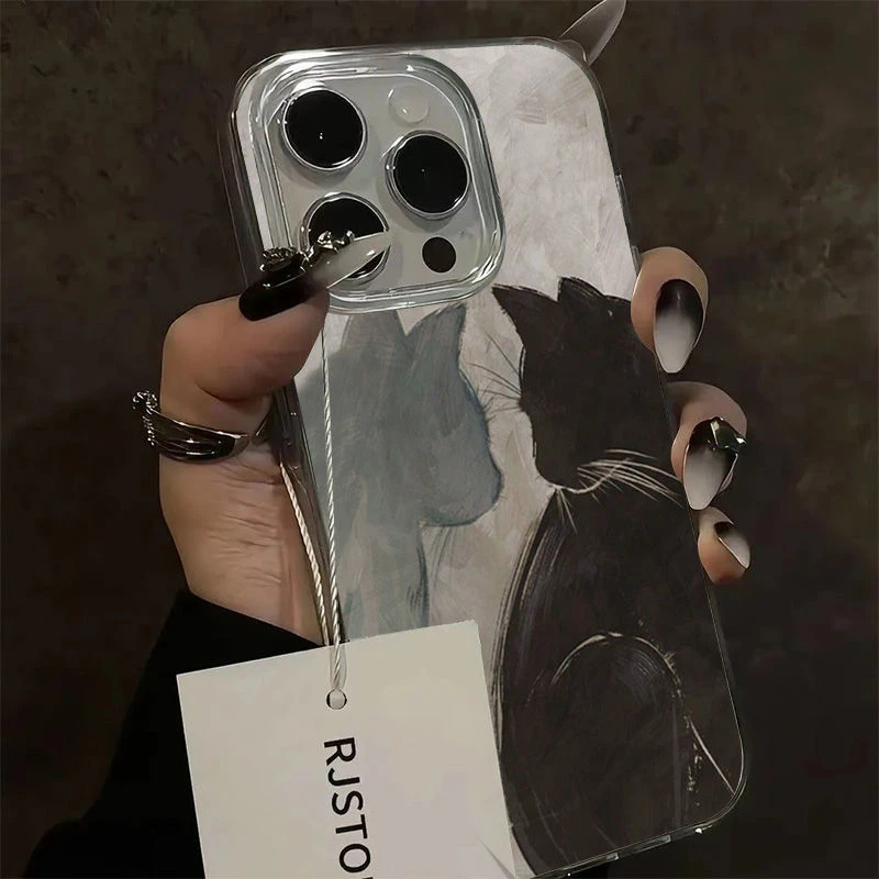 黑灰猫咪适用IQOOZ9TURBO手机壳Z87羽纱NEO1098765S软131211PRO