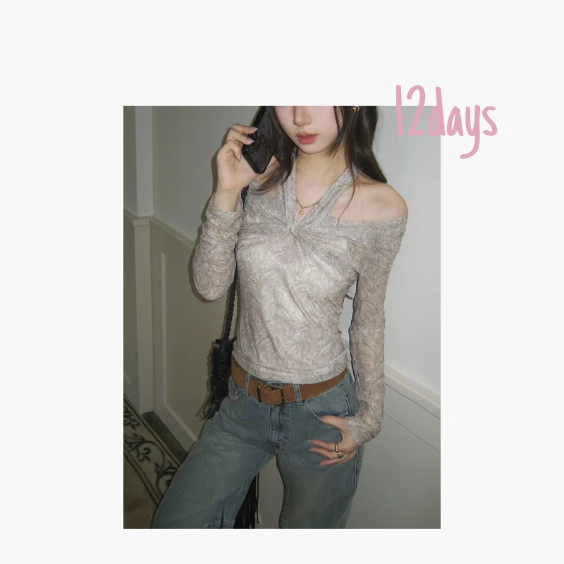 12days | 腰果花挂脖网纱长袖 | 25106