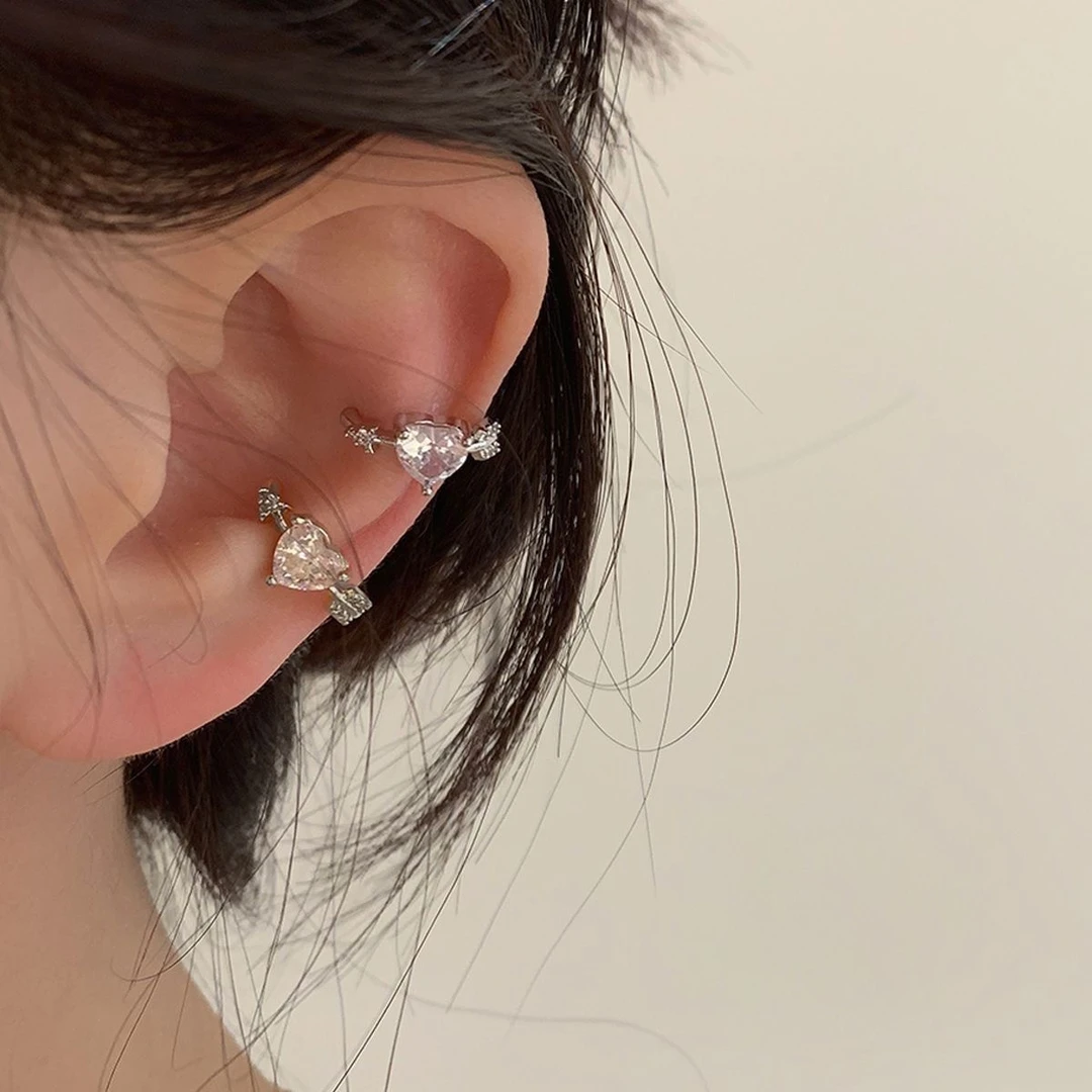 合金耳饰  丘比特之箭爱心耳夹女新款设计感艺术生无耳洞耳骨夹