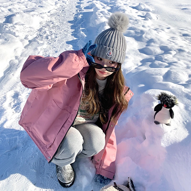 粉色短款工装羽绒服女冬2025新款韩系超好看休闲白鸭绒冲锋衣外套