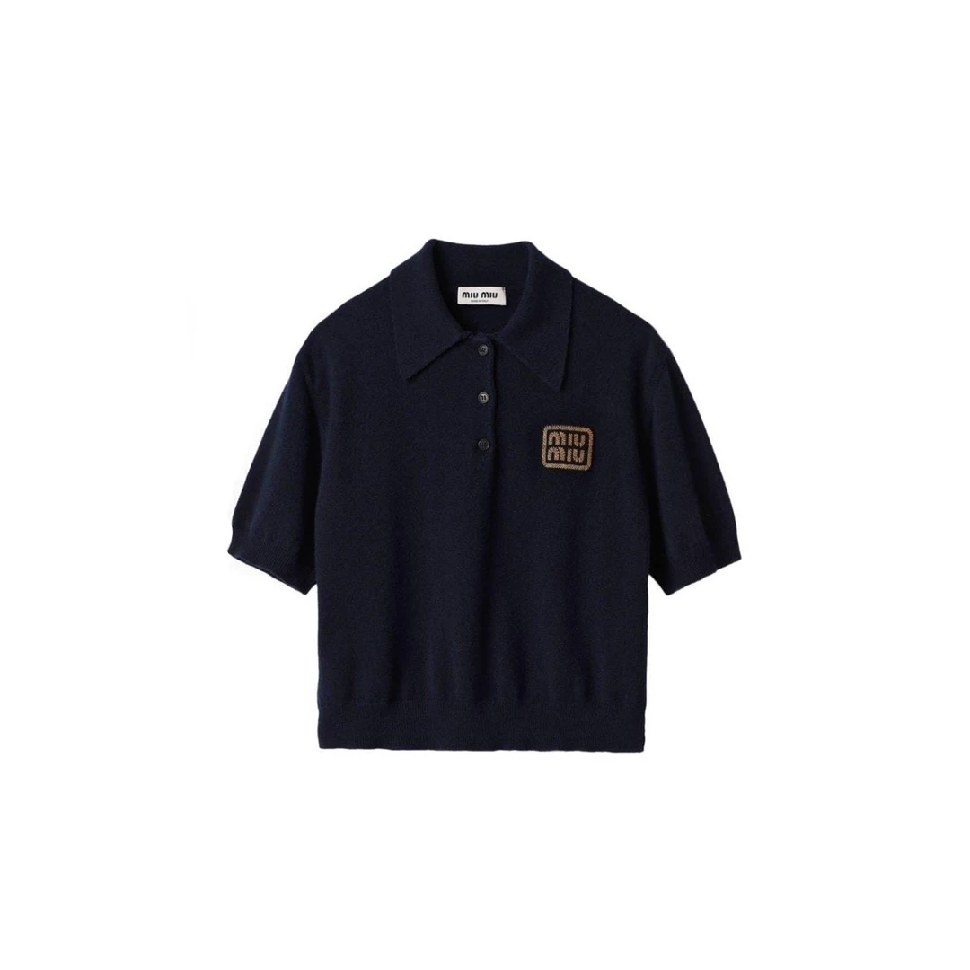 未使用 MIU MIU/缪缪 深蓝色羊绒针织POLO