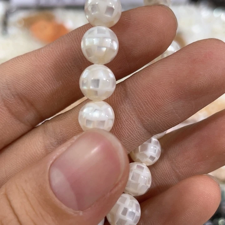 大理石磁石2颗8mm白色华珍珠