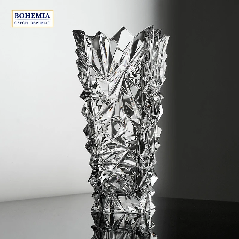 BOHEMIA捷克原装进口水晶玻璃花瓶 透明时尚简约插花客厅桌面摆件