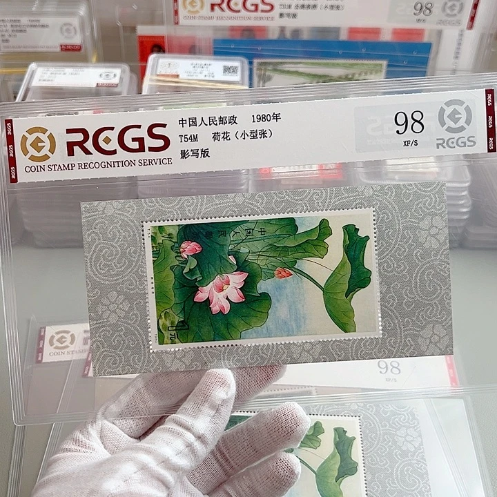 用***2T54M荷花小型张评级98