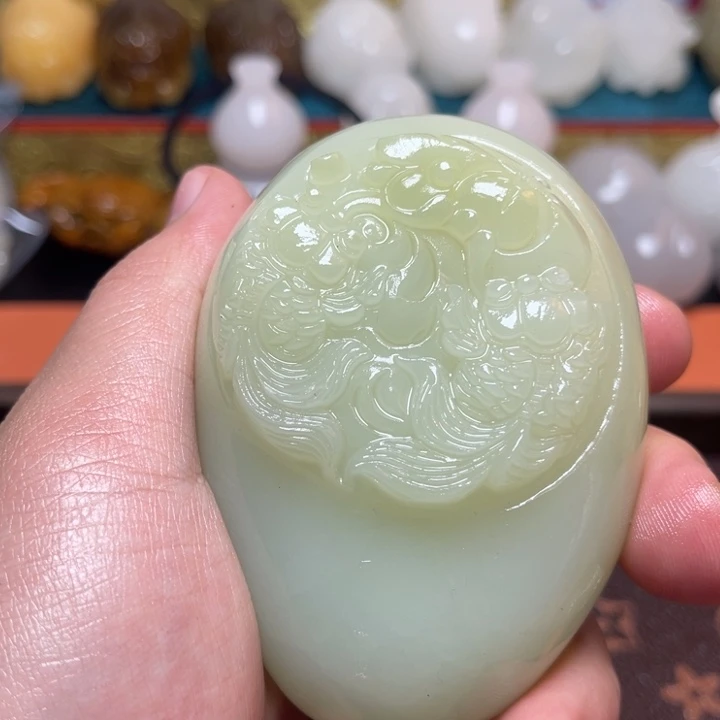 石材天然方解石手把件不退换