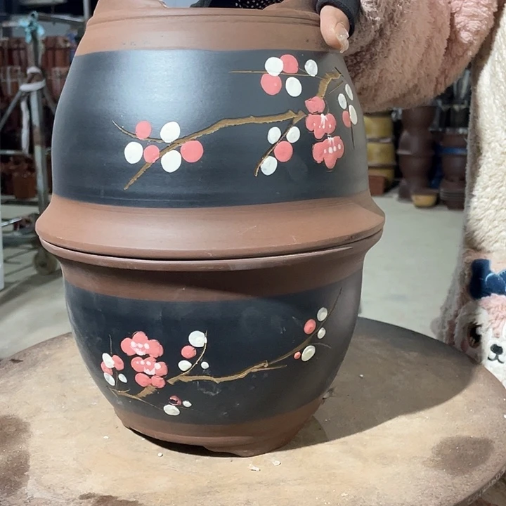 紫砂004中一对花盆