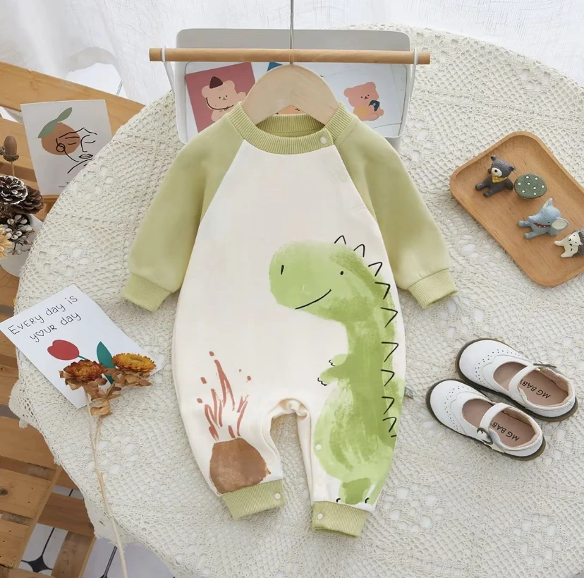 直播间扣码下单四季外出连体衣纯棉闭裆爬服