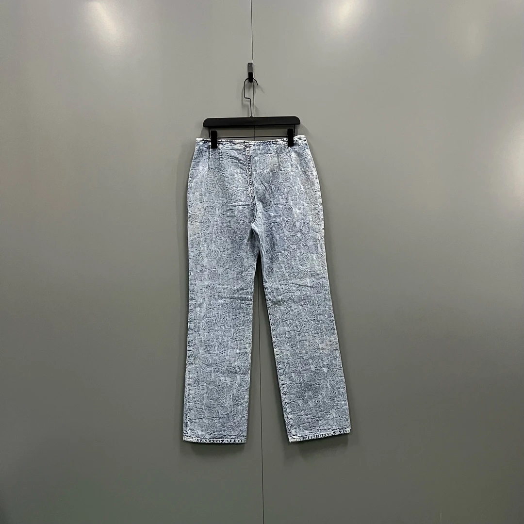 99新 Chanel/香奈儿 xy 23P 山茶花暗纹满印牛仔裤 42码 610322