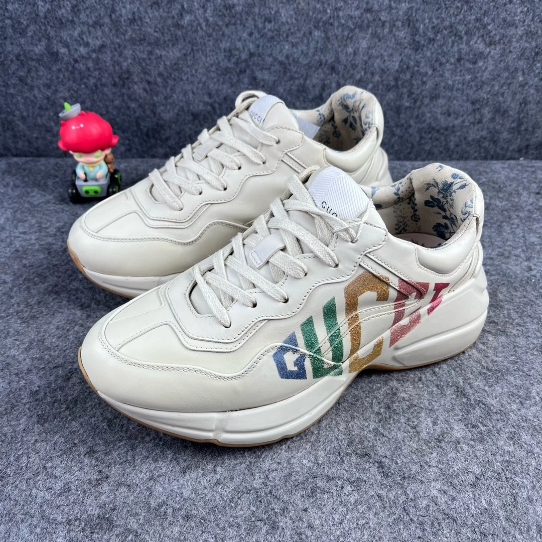 95新 GUCCI/古驰 彩色字母印花老爹鞋 36码 品相不错 YLP1424
